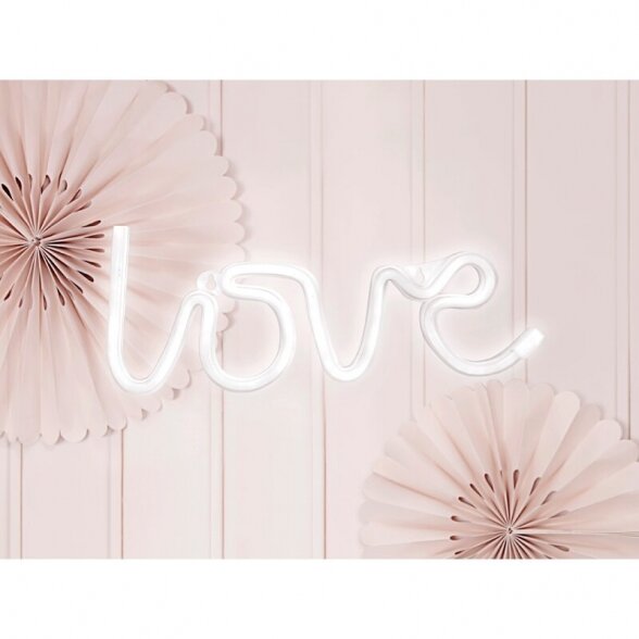 Šviečiantis LED užrašas "Love", Partydeco, (34,5cm x 13cm, 3xAA, 0,032W, laido ilgis 30cm, elementai nekomplektuojami) 2