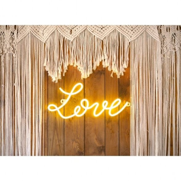 Šviečiantis LED užrašas "Love", Partydeco, (61cm x 27,4cm, 220V, 0,2W, laido ilgis 3m) 3