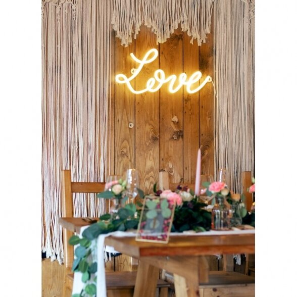 Šviečiantis LED užrašas "Love", Partydeco, (61cm x 27,4cm, 220V, 0,2W, laido ilgis 3m) 4