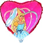 Balionas "Princesė", rožinė su žydra, širdies formos, 45cm