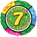 Balionas "Happy birthday 7", apvalus, 45cm