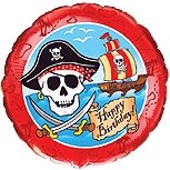 Balionas "Happy birthday", piratų tematika, apvalus, 45cm