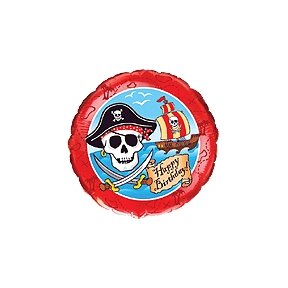 Balionas "Happy birthday", piratų tematika, apvalus, 45cm