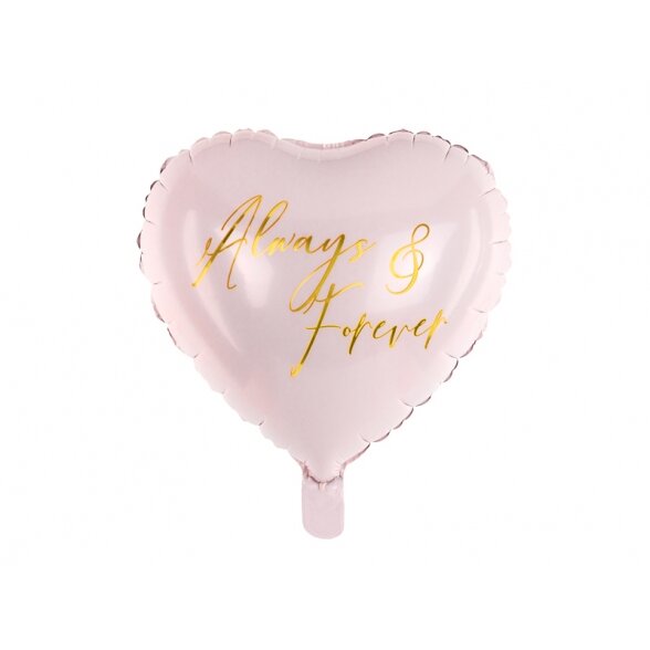 Balionas "Always & Forever", rožinės spalvos, širdies formos, 45cm