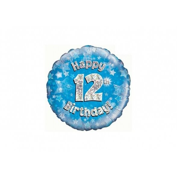 Balionas "Happy 12th birthday", su dvyliktuoju gimtadieniu, 45cm
