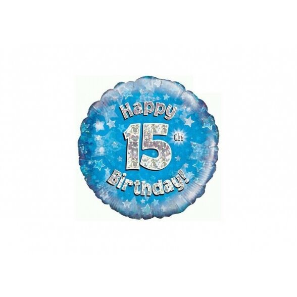 Balionas "Happy 15th birthday", su penkioliktuoju gimtadieniu, 45cm