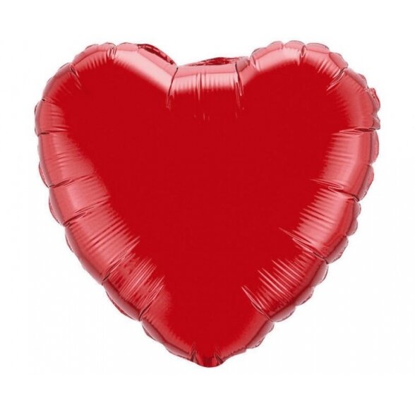 Balionas širdis, 45сm, raudonos spalvos, su satininiu blizgesiu