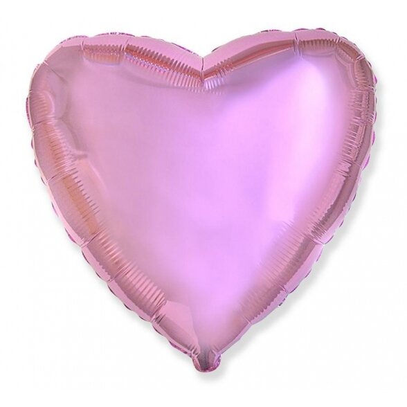 Balionas širdis, 45сm, rožinės spalvos, su satininiu blizgesiu