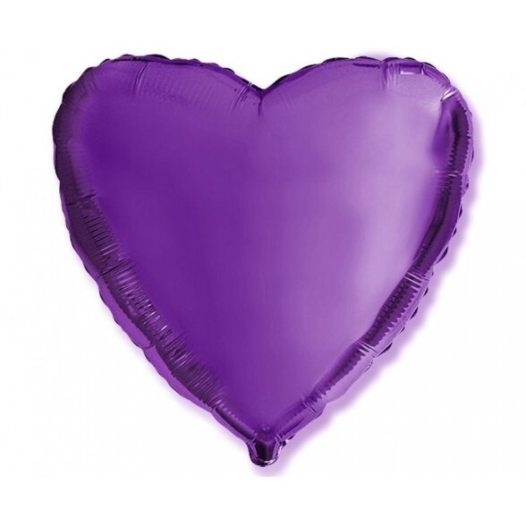 Balionas širdis, 45сm, violetinės spalvos, su satininiu blizgesiu