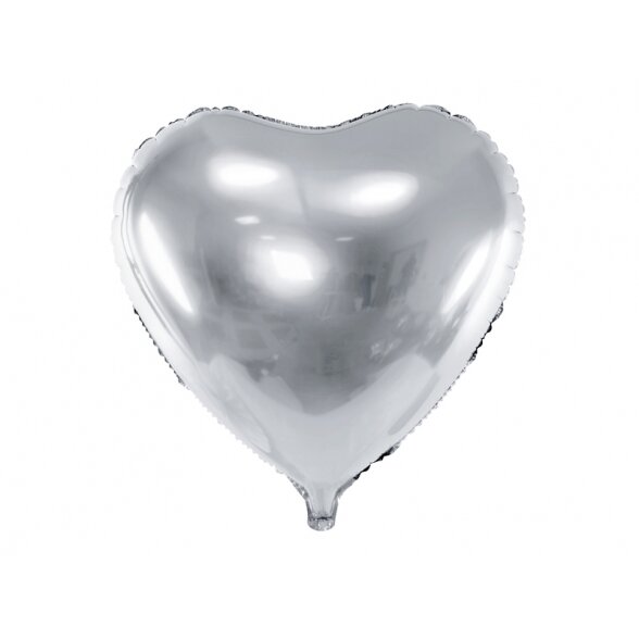 Balionas Širdis, sidabrinė, 61cm (vidutinio dydžio)