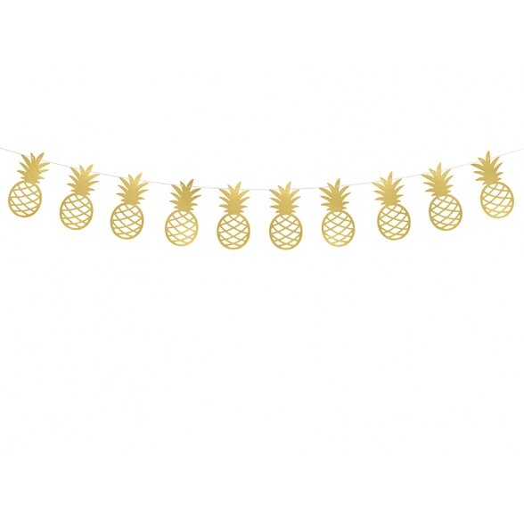 Girlianda "Ananasai", aukso spalva,  2 metrų ilgio, 10 ananasų.
