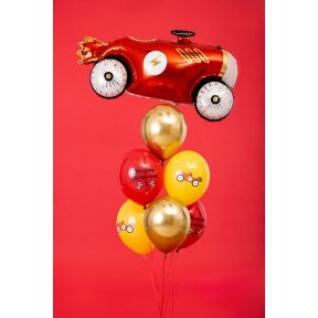 Puokštė "Lenktynininkas Happy birthday Nr1"- 4vnt., veidrodiniai aukso spalvos 2vnt., automobilis 36x86cm 1vnt., svarelis 1vnt.