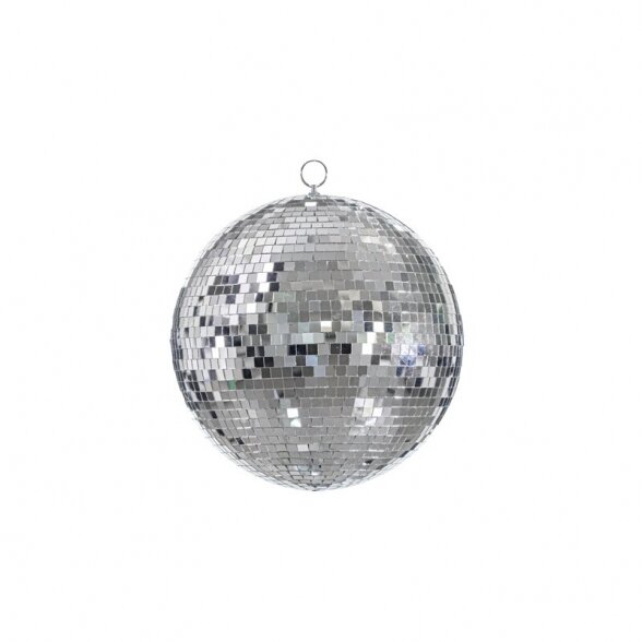 Rutulys Disco Partydeco, 30 cm, sidabro spalvos veidrodėlių mozaika, nuomos kaina 3 paroms