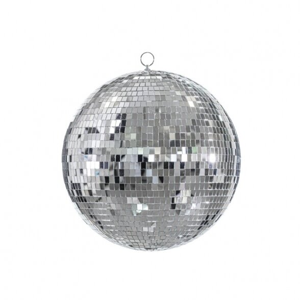 Rutulys Disco Partydeco, 40 cm, sidabro spalvos veidrodėlių mozaika, nuomos kaina 3 paroms