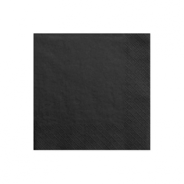 Servetėlės su lengvai įspaustu raštu kontūre, juoda spalva, 33cm x 33cm, 20vnt