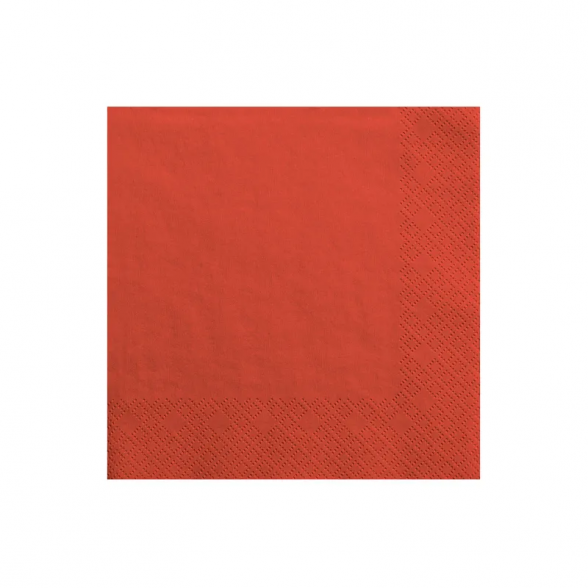 Servetėlės su lengvai įspaustu raštu kontūre, raudona spalva, 33cm x 33cm, 20vnt