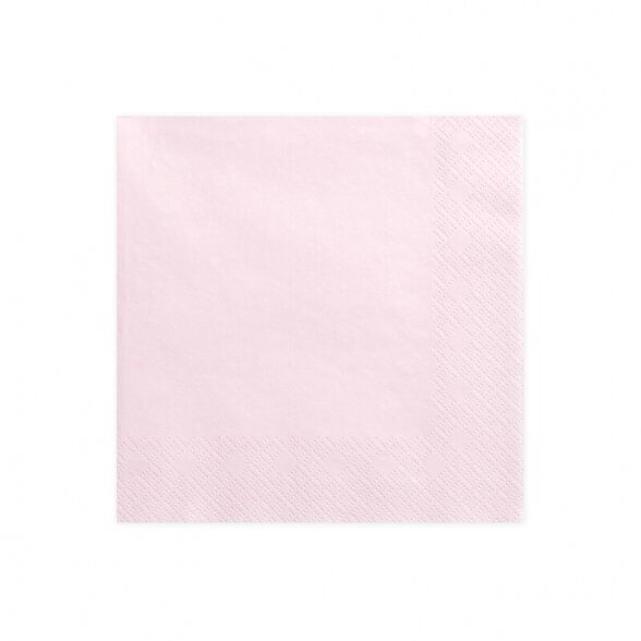 Servetėlės su lengvai įspaustu raštu kontūre, šviesiai rožinė (baby pink) spalva, 33cm x 33cm, 20vnt