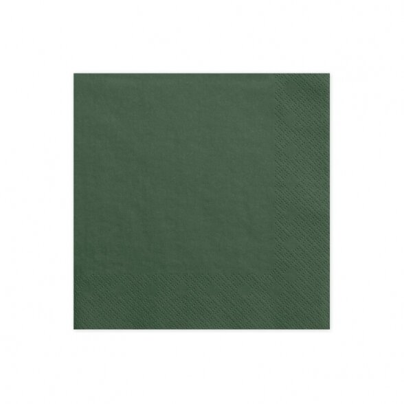 Servetėlės su lengvai įspaustu raštu kontūre, tamsiai žalia spalva, 33cm x 33cm, 20vnt