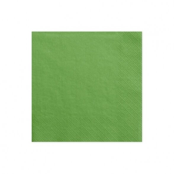 Servetėlės su lengvai įspaustu raštu kontūre, žalia spalva, 33cm x 33cm, 20vnt