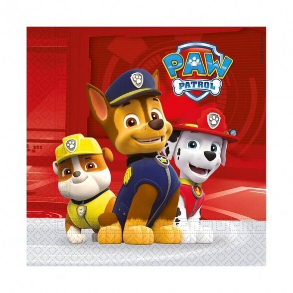 Servetėlės tema Paw patrol, šuniukai patruliai, 20vnt. pakuotė