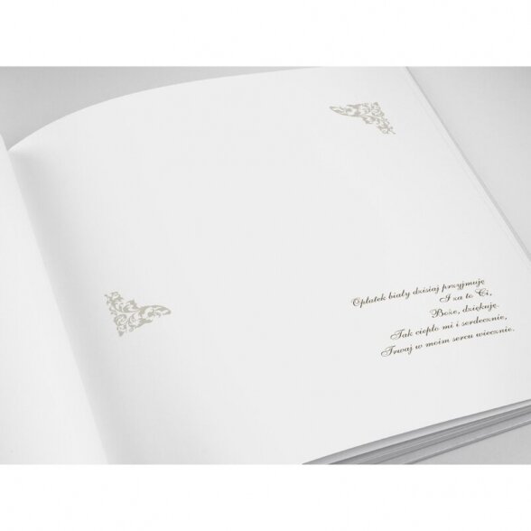 Svečių knyga su Ostija, pirmajai komunijai, lenkų kalba, balta su aukso spalva, 20,5cm x 20,5cm 2