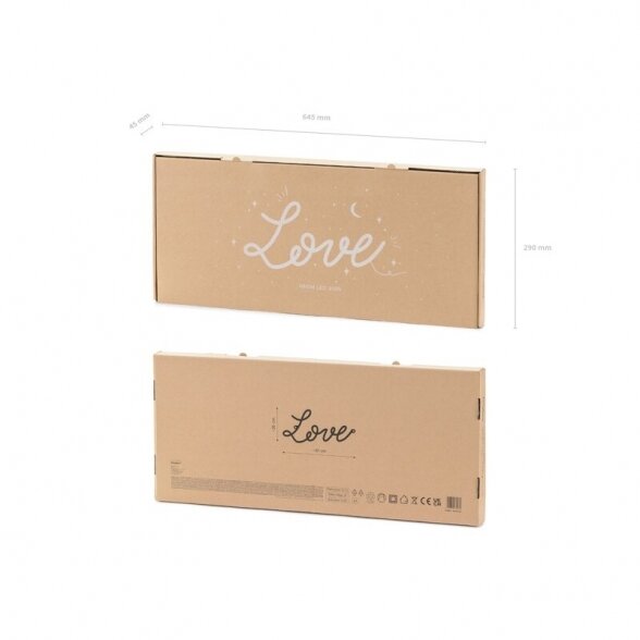 Šviečiantis LED užrašas "Love", Partydeco, (61cm x 27,4cm, 220V, 0,2W, laido ilgis 3m) nuoma 3 paros 9