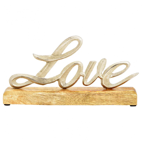 Užrašas "Love", metalas/medis H17cmx32cmx5cm