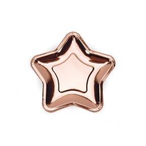 Lėkštė, žvaigždės formos, rožinio aukso spalvos, 18 cm, 6vnt.