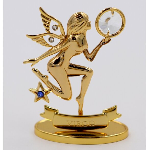 Zodiako ženklas "Mergelė", dengtas tikru auksu, su Swarowski akmenukais H8,5cmx6,5cm