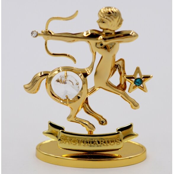 Zodiako ženklas "Šaulys", dengtas tikru auksu, su Swarowski akmenukais H8,5cmx6,5cm
