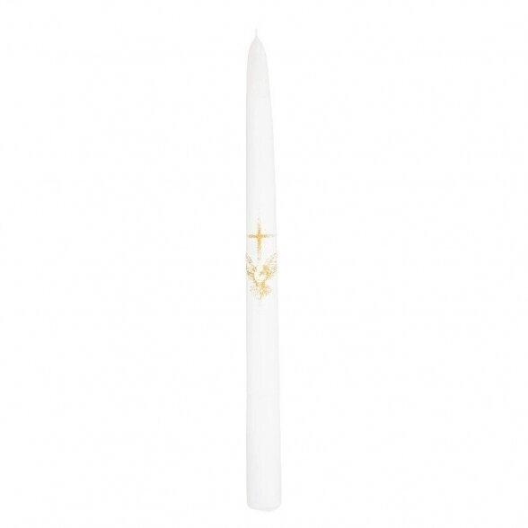 Žvakė krikštynoms "Aukso balandis", 2,2cm x 30cm